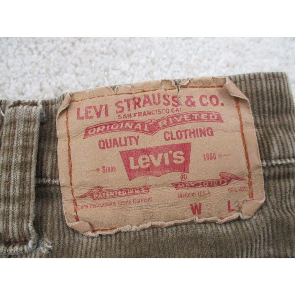 VINTAGE Levis Jeans Men 33x25 Brown White Tab Corduroy Bootcut Western 80s USA - Picture 4 of 14